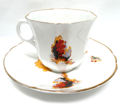 VINTAGE TEA CUP & SAUCER: Hand-Painted River Scene Theme by Melba Bone China of England