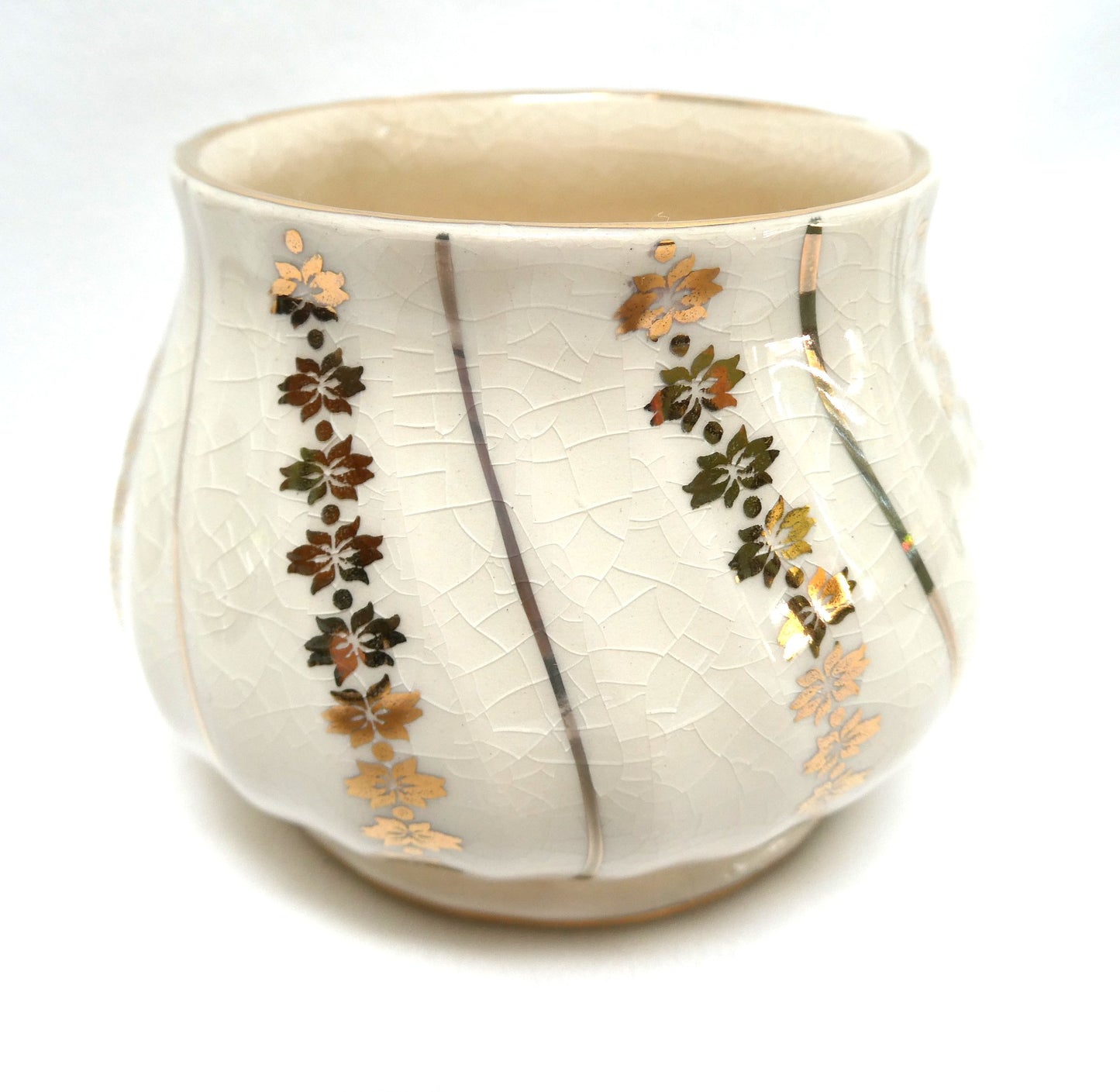 Vintage Art Deco Style CREAMER AND SUGAR BOWL in Ivory And Gold #3403, by Sadler of England