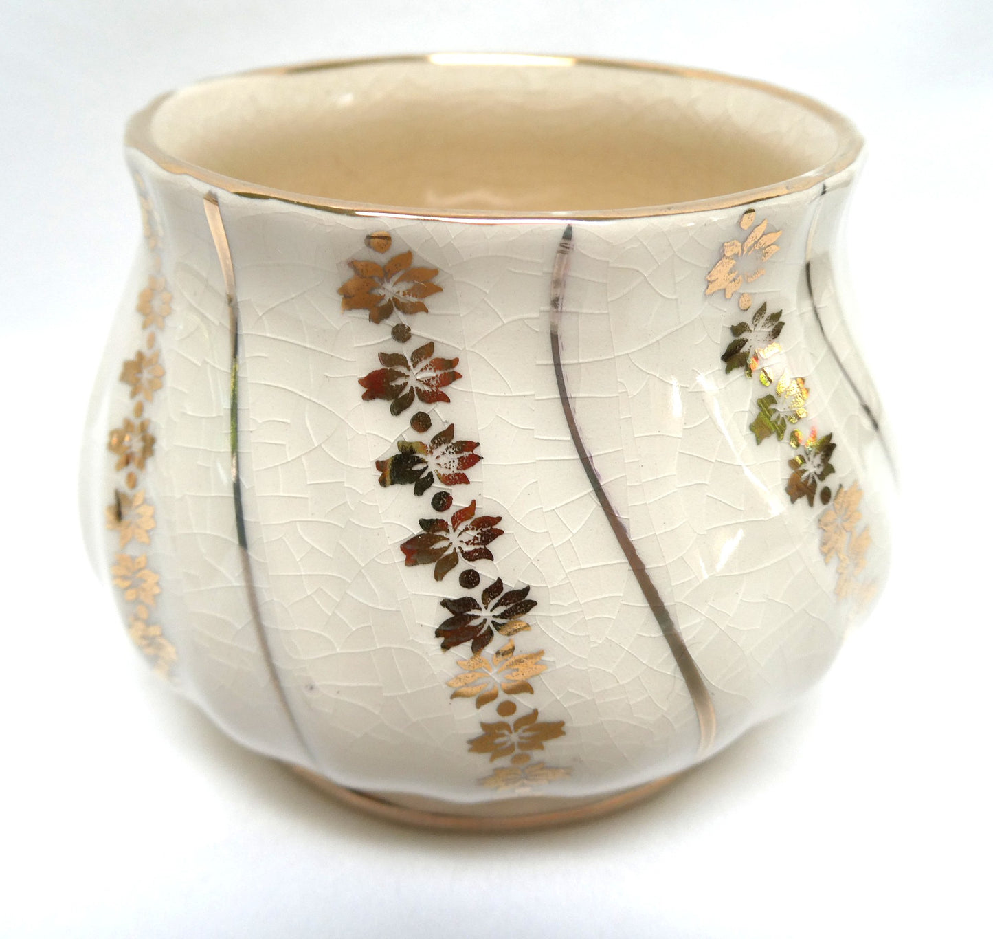 Vintage Art Deco Style CREAMER AND SUGAR BOWL in Ivory And Gold #3403, by Sadler of England