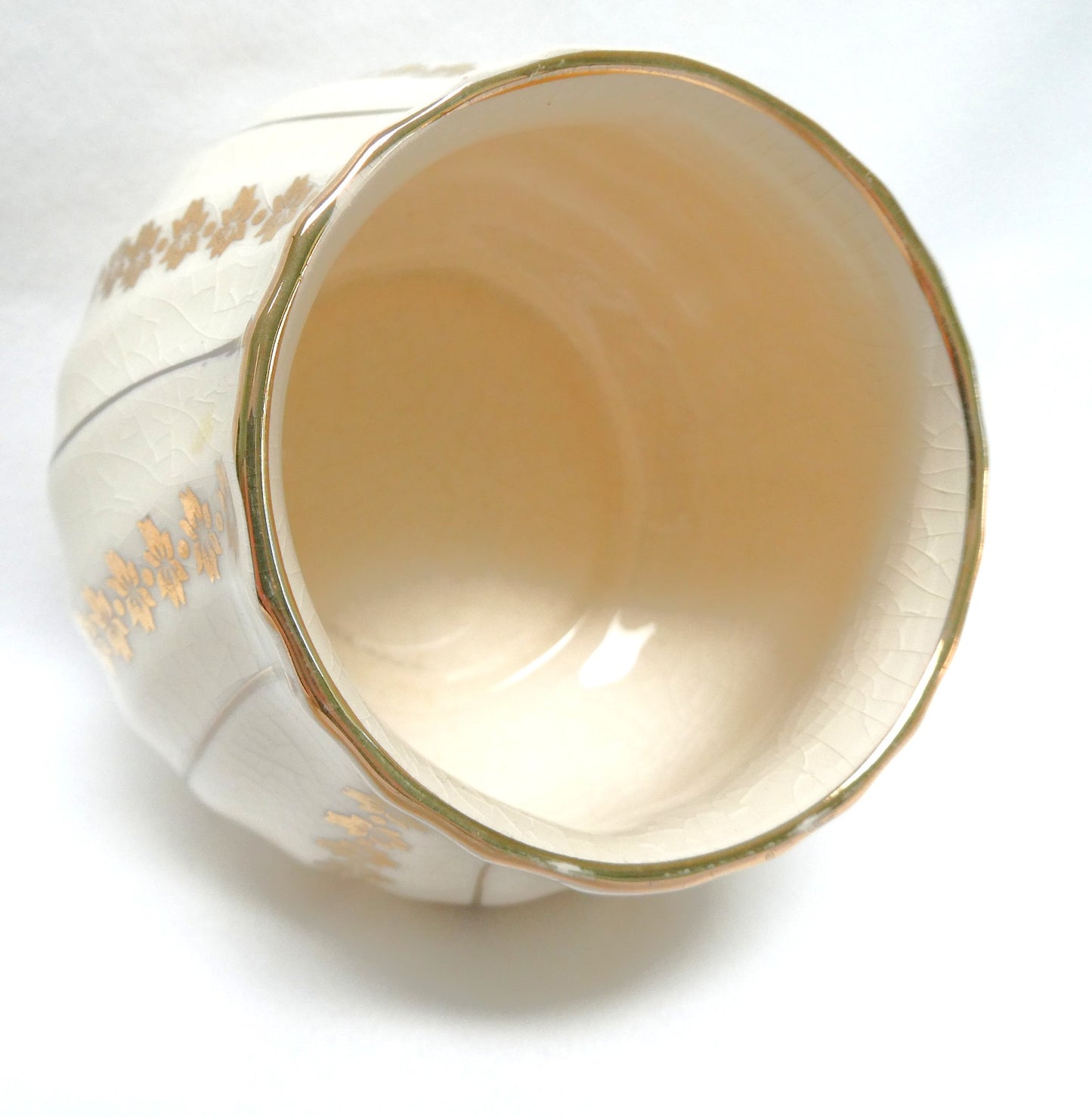 Vintage Art Deco Style CREAMER AND SUGAR BOWL in Ivory And Gold #3403, by Sadler of England