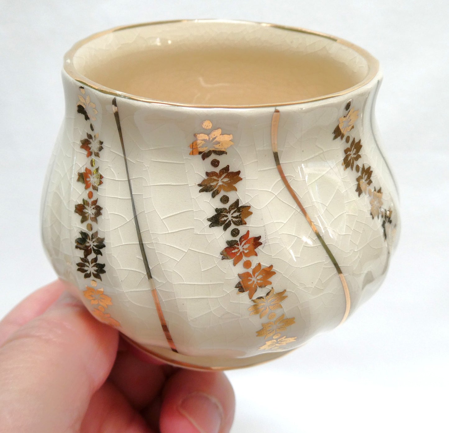 Vintage Art Deco Style CREAMER AND SUGAR BOWL in Ivory And Gold #3403, by Sadler of England