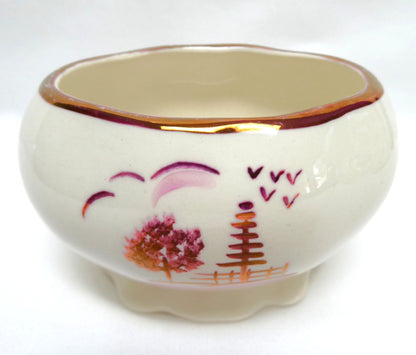 Rare Vintage "Old English House" Hand-Painted SUGAR BOWL BY GRAY'S POTTERY