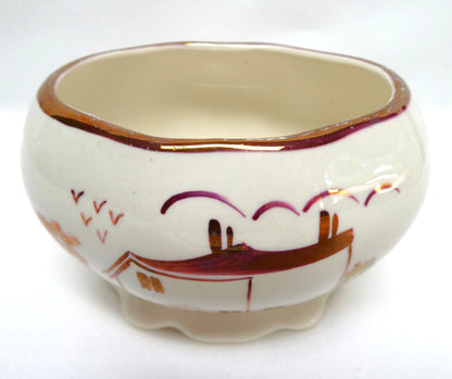 Rare Vintage "Old English House" Hand-Painted SUGAR BOWL BY GRAY'S POTTERY