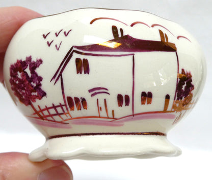 Rare Vintage "Old English House" Hand-Painted SUGAR BOWL BY GRAY'S POTTERY