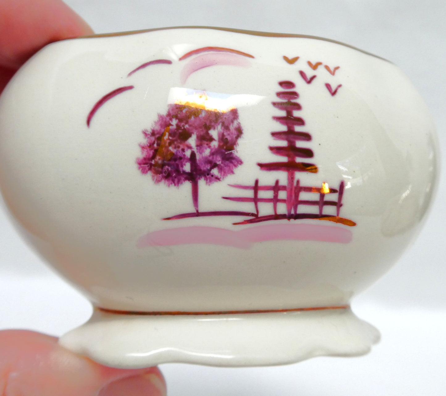 Rare Vintage "Old English House" Hand-Painted SUGAR BOWL BY GRAY'S POTTERY