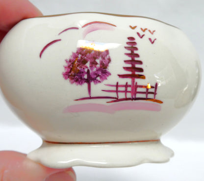 Rare Vintage "Old English House" Hand-Painted SUGAR BOWL BY GRAY'S POTTERY