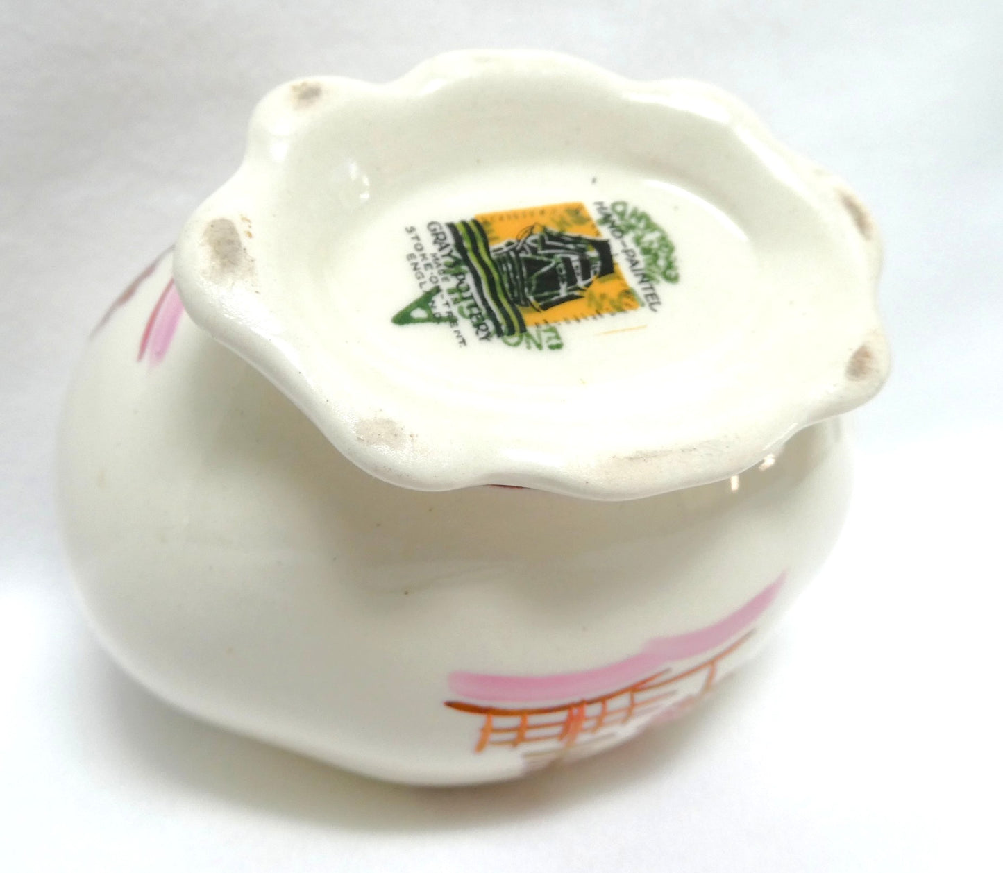 Rare Vintage "Old English House" Hand-Painted SUGAR BOWL BY GRAY'S POTTERY