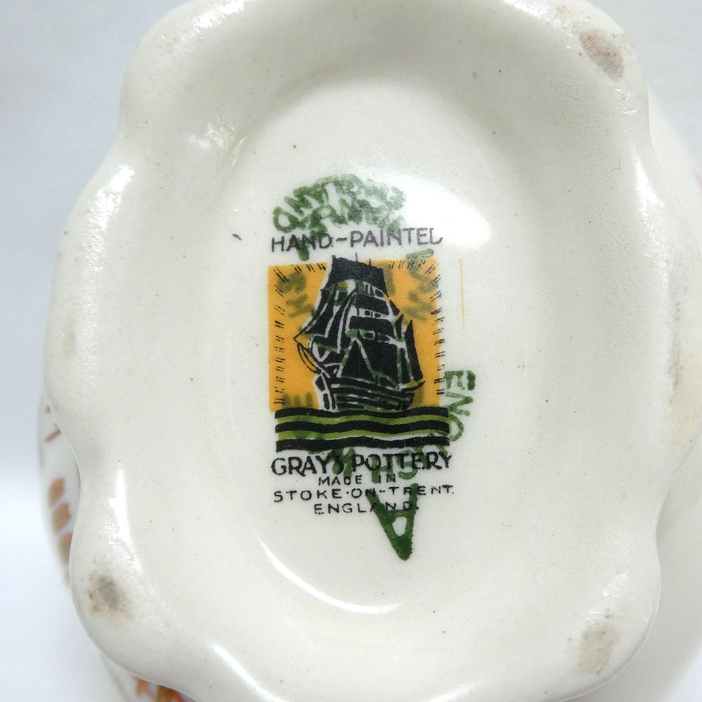 Rare Vintage "Old English House" Hand-Painted SUGAR BOWL BY GRAY'S POTTERY