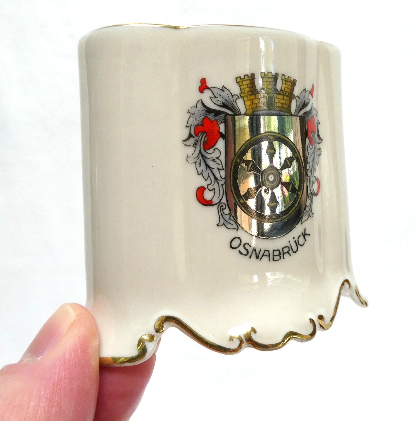 1950's Mid Century BARVARIAN TOOTHPICK HOLDER, Featuring OSNABRUCK Coat of Arms by Crown Barvaria