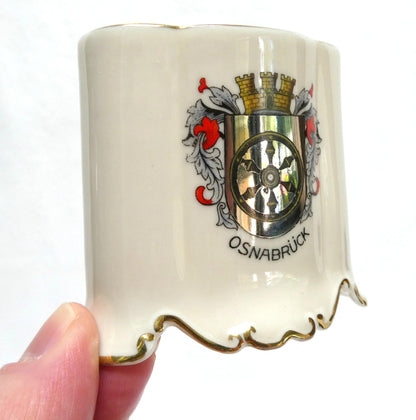 1950's Mid Century BARVARIAN TOOTHPICK HOLDER, Featuring OSNABRUCK Coat of Arms by Crown Barvaria