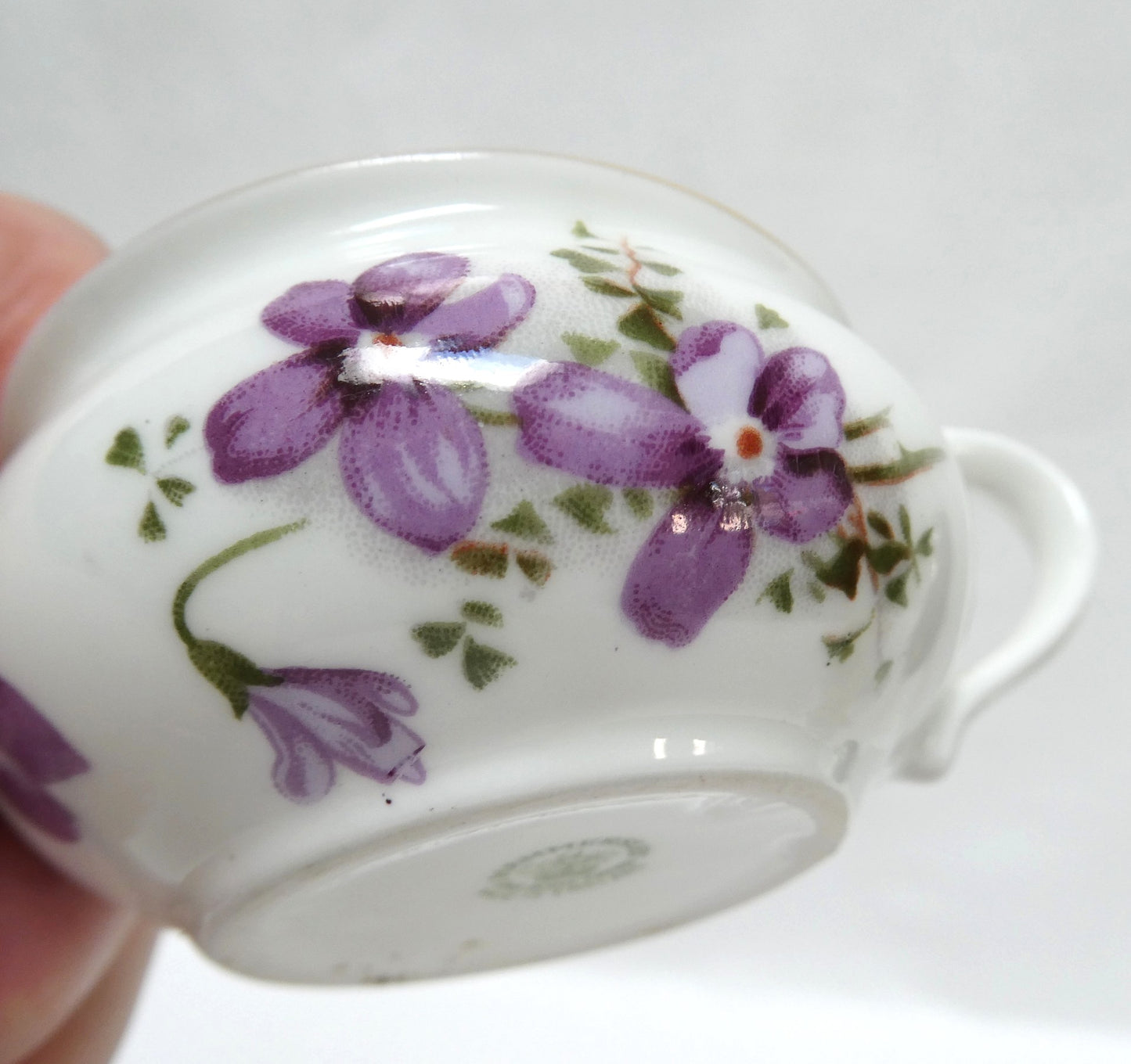 Rare Victorian FLAT DEMITASSE CUP, in The Collectible Violets Theme by Hammersley of England