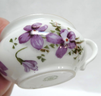 Rare Victorian FLAT DEMITASSE CUP, in The Collectible Violets Theme by Hammersley of England