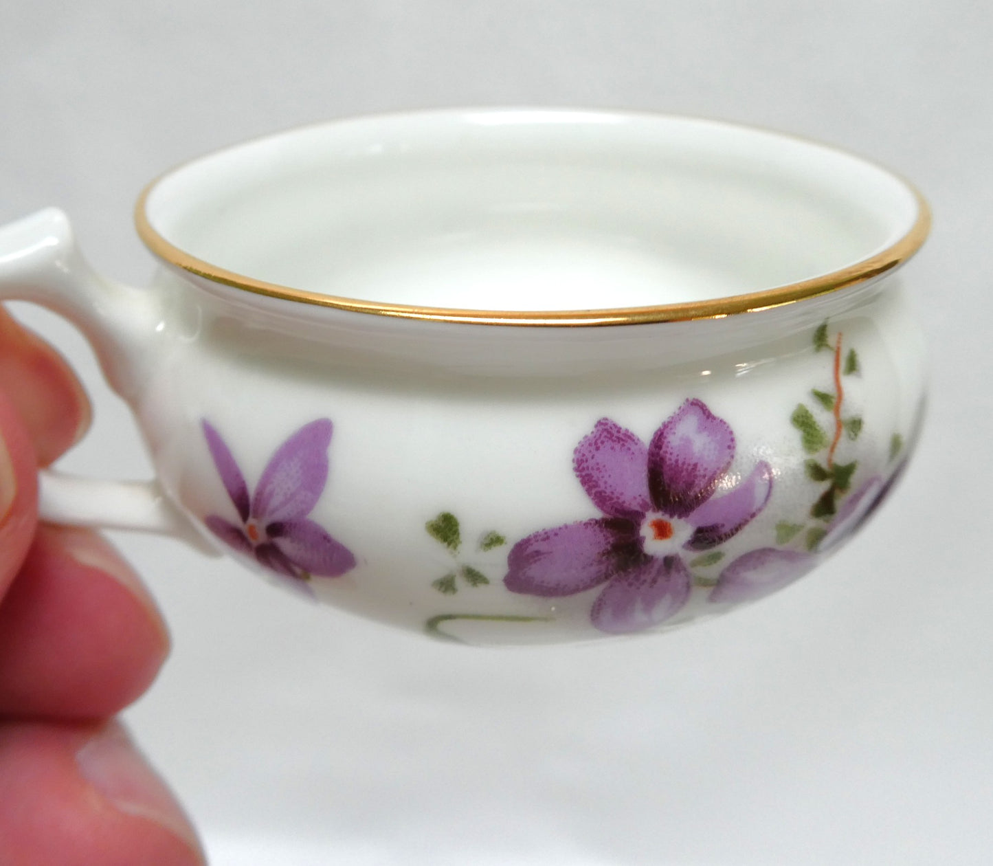 Rare Victorian FLAT DEMITASSE CUP, in The Collectible Violets Theme by Hammersley of England