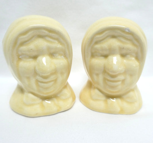 Pair of Mid-Century SALT AND PEPPER SHAKERS: 'Old Woman' by Cameron Clay Products of Marshall County, West Virginia!