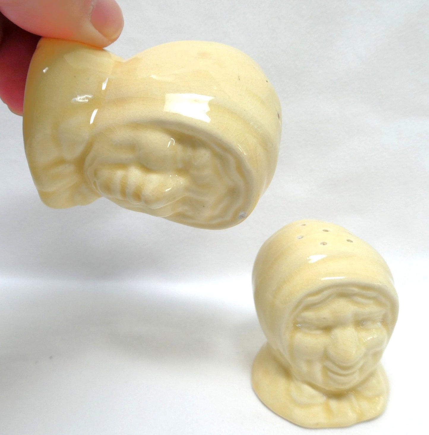 Mid Century SALT and PEPPER SHAKERS, "Old Woman by Cameron Clay Products of Marshall County, West Virginia!