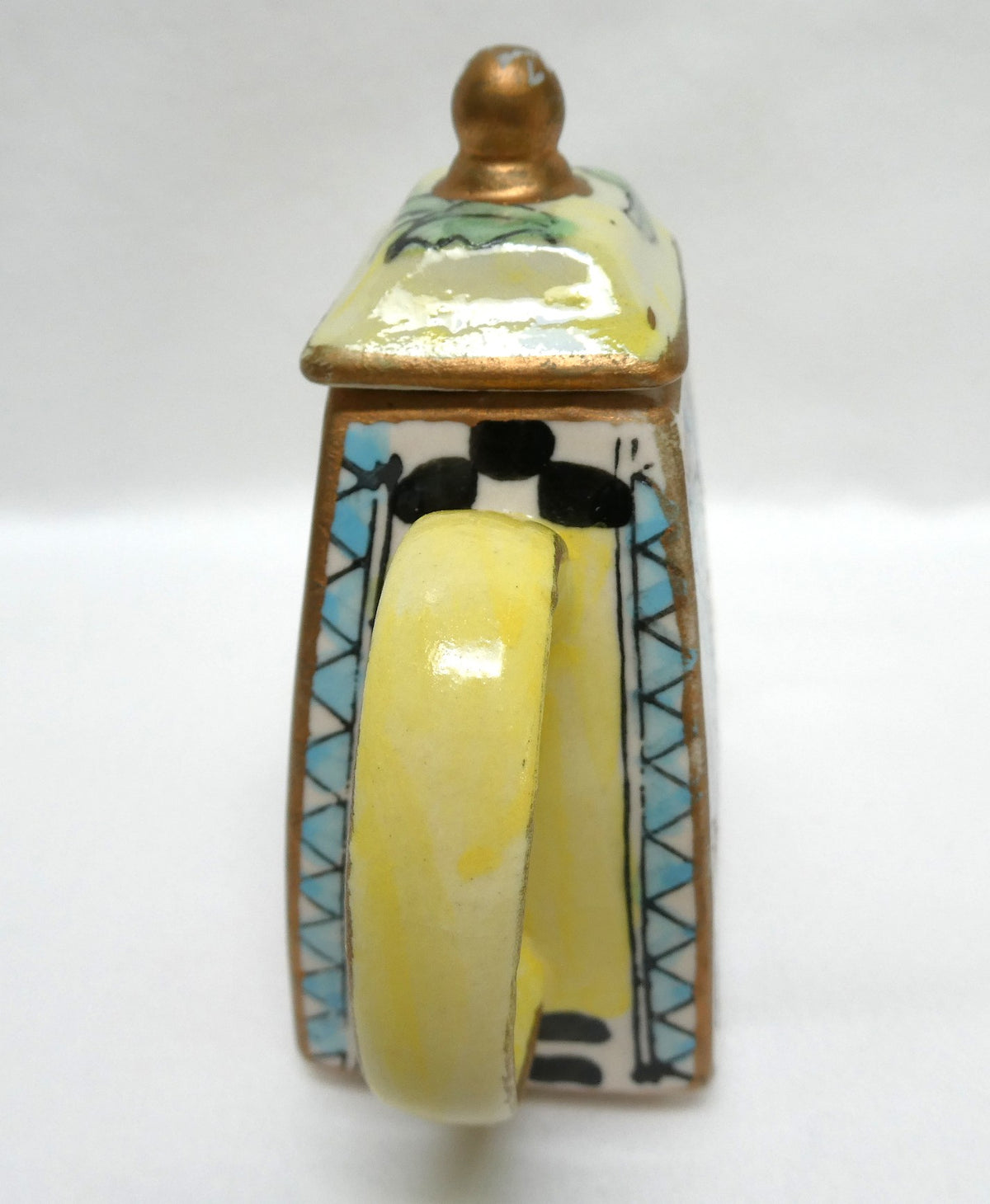 Mid Century Van Gogh Inspired Hand-Painted Hand-Coloured MINIATURE TEA POT with Lid