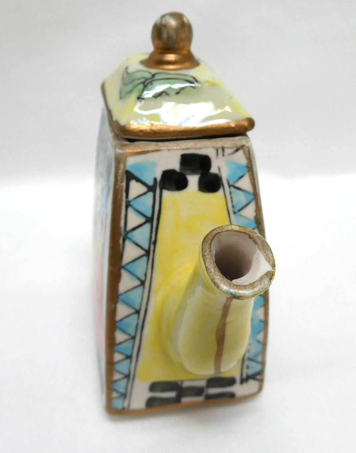 Mid Century Van Gogh Inspired Hand-Painted Hand-Coloured MINIATURE TEA POT with Lid