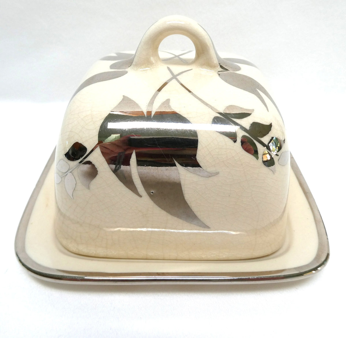 Sandland Silver Lusterware SMALL SQUARE COVERED BUTTER DISH, by Sandland Ware of England