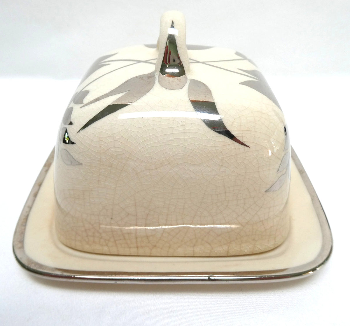 Sandland Silver Lusterware SMALL SQUARE COVERED BUTTER DISH, by Sandland Ware of England