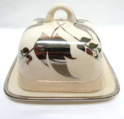 Sandland Silver Lusterware SMALL SQUARE COVERED BUTTER DISH, by Sandland Ware of England