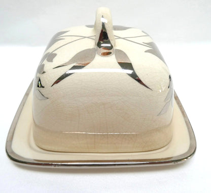 Sandland Silver Lusterware SMALL SQUARE COVERED BUTTER DISH, by Sandland Ware of England