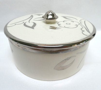 Sandland Silver Lusterware LARGE ROUND TRINKET TRAY and Matching Cover, by Sandland Ware of England (Copy)