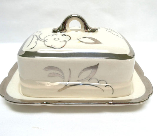 Sandland Silver Lusterware LARGE COVERED BUTTER DISH, by Sandland Ware of England