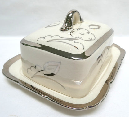 Sandland Silver Lusterware LARGE COVERED BUTTER DISH, by Sandland Ware of England
