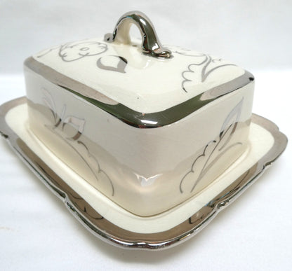 Sandland Silver Lusterware LARGE COVERED BUTTER DISH, by Sandland Ware of England