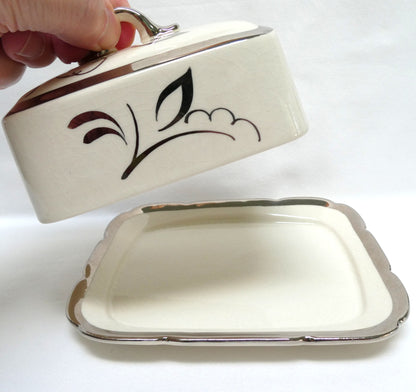 Sandland Silver Lusterware LARGE COVERED BUTTER DISH, by Sandland Ware of England