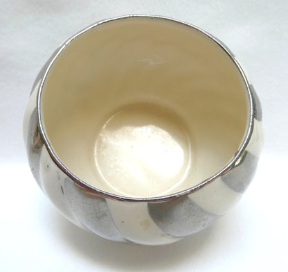 VINTAGE CREAMER and OPEN SUGAR BOWL, by Sadler Lusterware Silver Pearl White Swirl