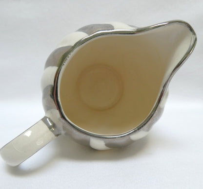 VINTAGE CREAMER and OPEN SUGAR BOWL, by Sadler Lusterware Silver Pearl White Swirl