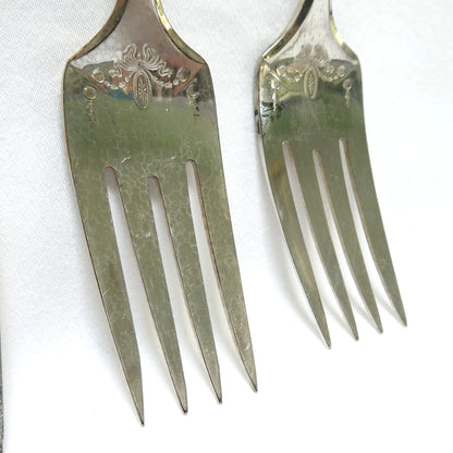 Silver Plated DESSERT or SALAD FORKS WITH CUTTING TINES: Set of Six Adam Pattern by Community Oneida
