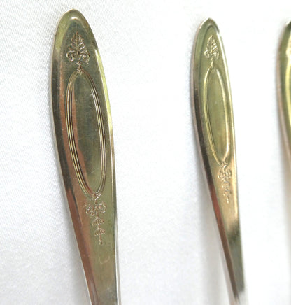Silver Plated DESSERT or SALAD FORKS WITH CUTTING TINES: Set of Six Adam Pattern by Community Oneida
