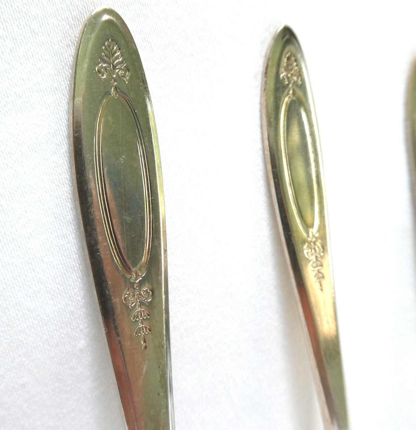 Silver Plated DESSERT or SALAD FORKS WITH CUTTING TINES: Set of Six Adam Pattern by Community Oneida