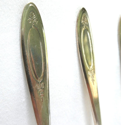 Silver Plated DESSERT or SALAD FORKS WITH CUTTING TINES: Set of Six Adam Pattern by Community Oneida