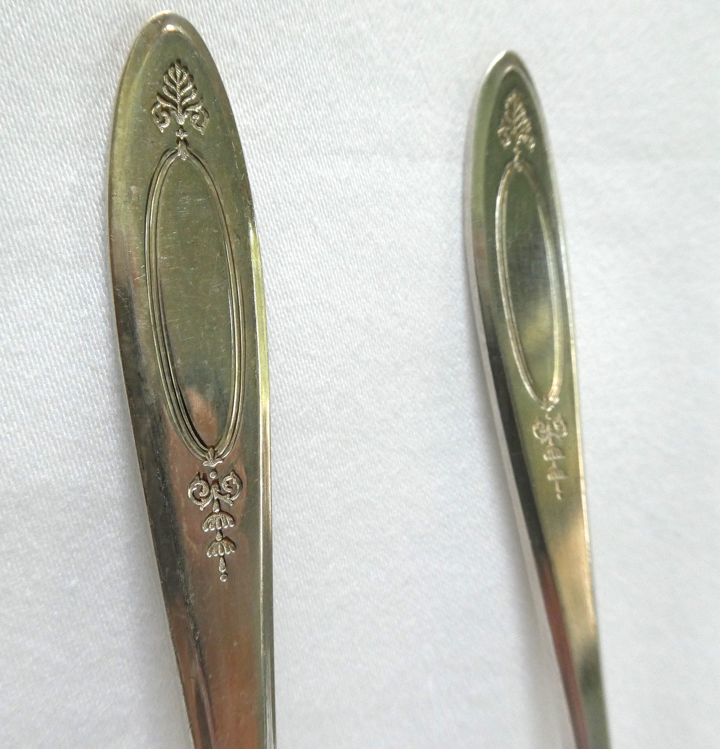 Silver Plated DESSERT or SALAD FORKS WITH CUTTING TINES: Set of Six Adam Pattern by Community Oneida