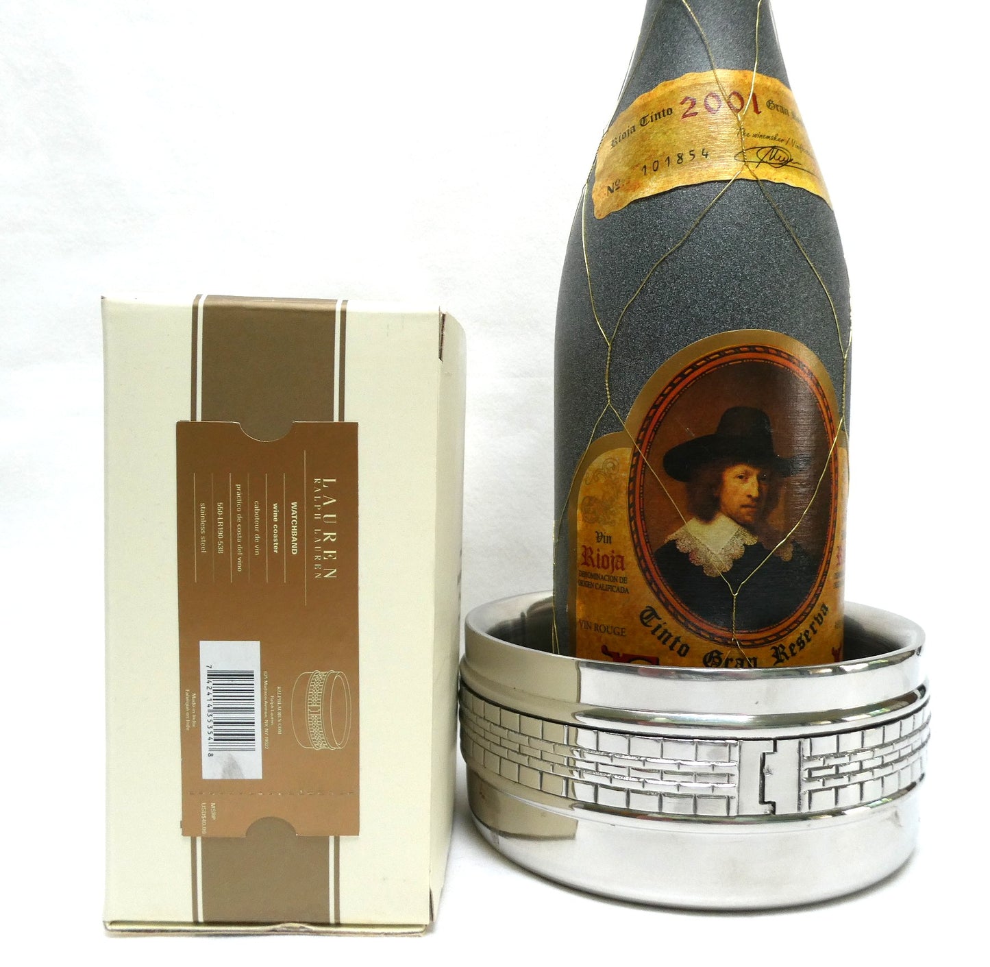 WINE COASTER BY RALPH LAUREN, Indian Stainless Steel 'Watch-Band' Themed, BRAND NEW-OLD STOCK!