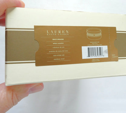 WINE COASTER BY RALPH LAUREN, Indian Stainless Steel 'Watch-Band' Themed, BRAND NEW-OLD STOCK!