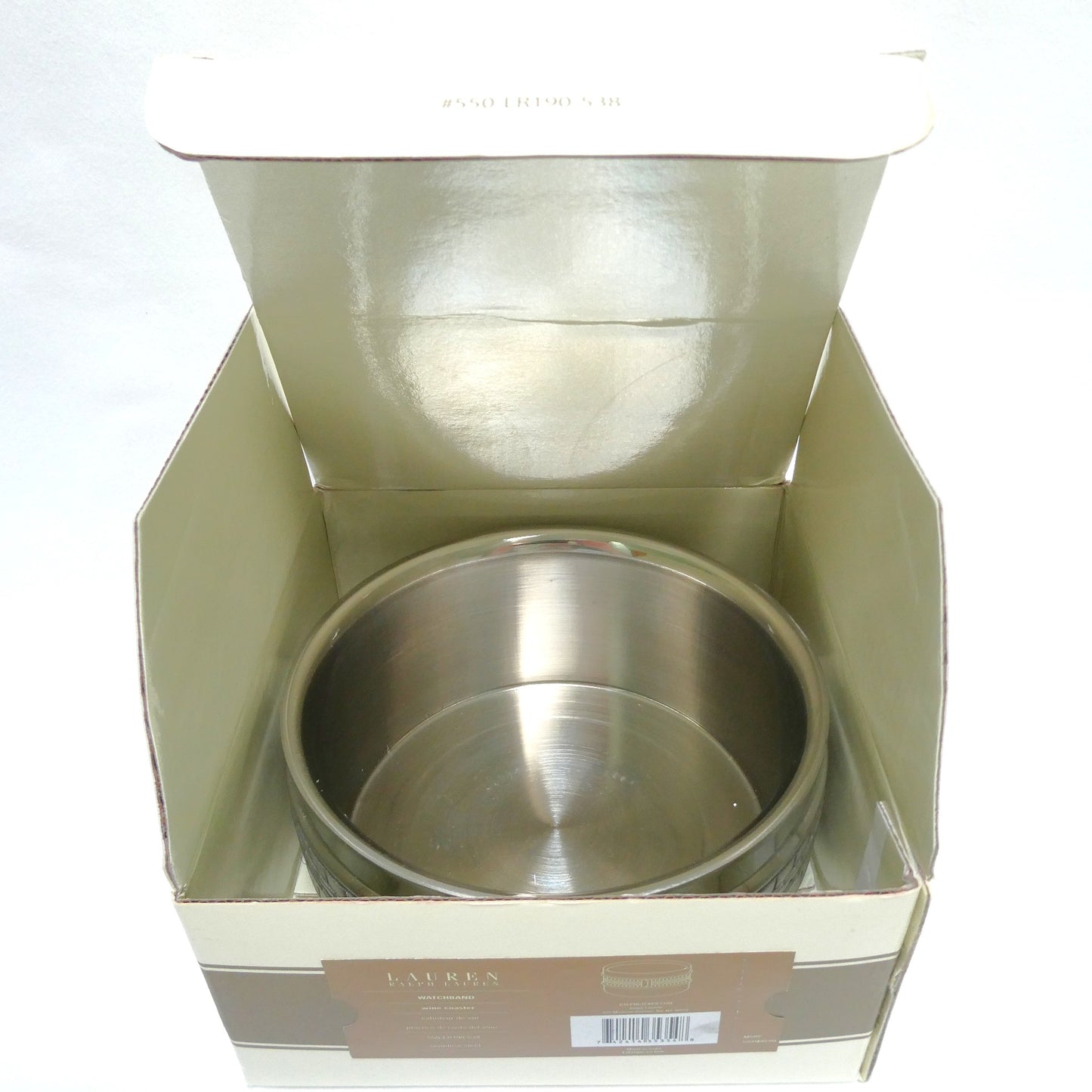 WINE COASTER BY RALPH LAUREN, Indian Stainless Steel 'Watch-Band' Themed, BRAND NEW-OLD STOCK!