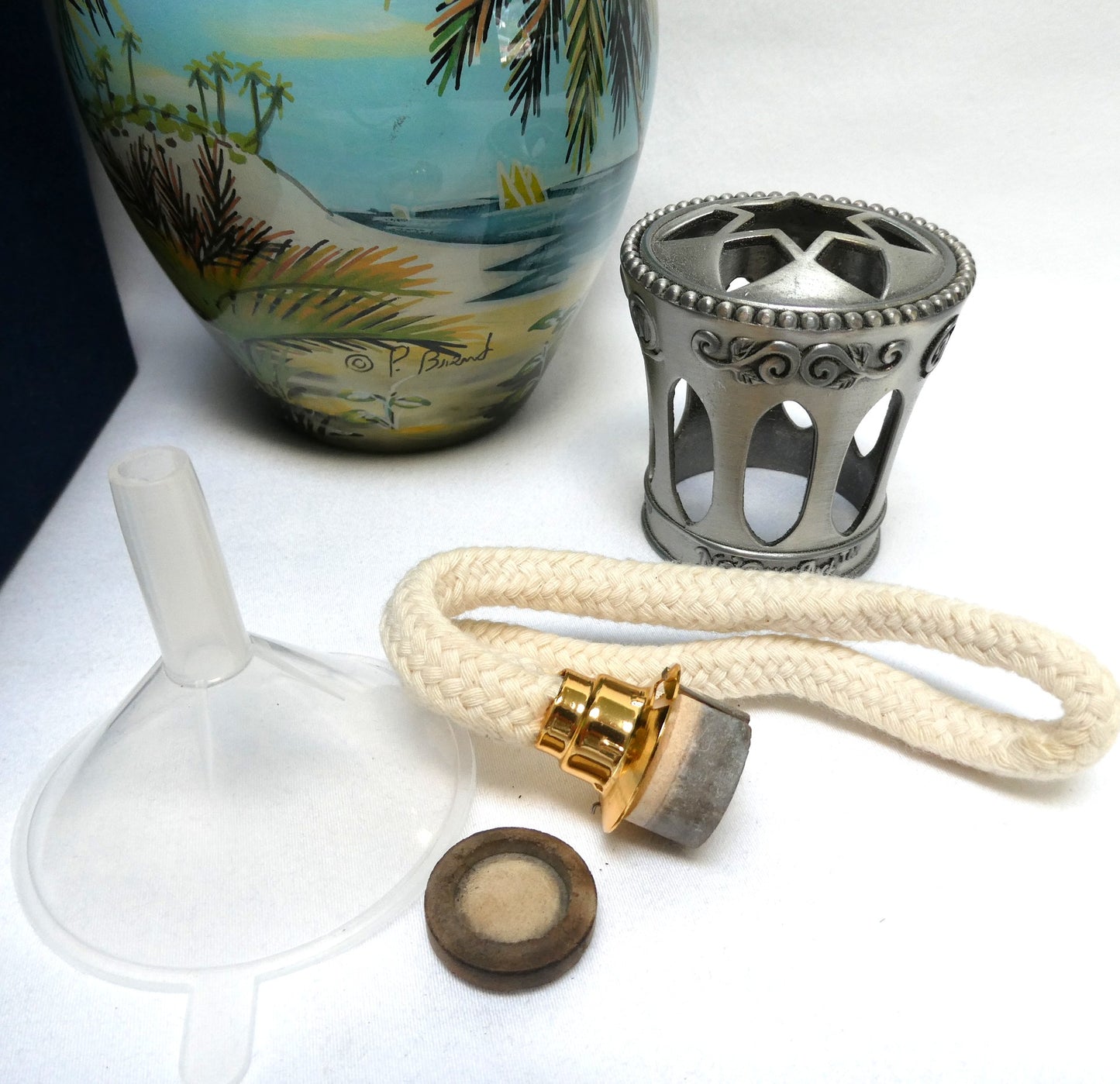 Ne' Qwa Art™ Catalytic Fragrance Oil Lamp in Original Box, plus accessories and COA: SOUTH PACIFIC ISLAND THEME by Paul Brent!