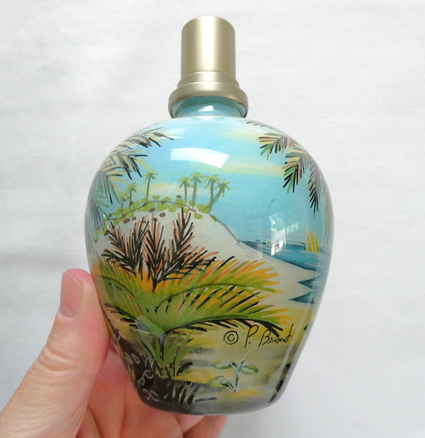 Ne' Qwa Art™ Catalytic Fragrance Oil Lamp in Original Box, plus accessories and COA: SOUTH PACIFIC ISLAND THEME by Paul Brent!