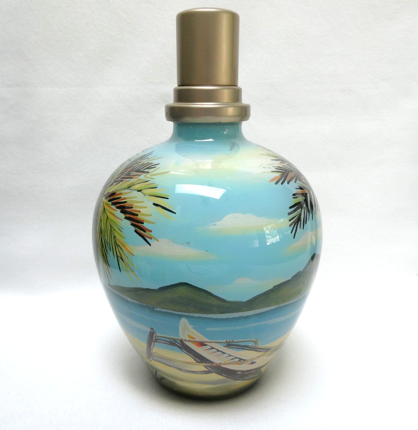 Ne' Qwa Art™ Catalytic Fragrance Oil Lamp in Original Box, plus accessories and COA: SOUTH PACIFIC ISLAND THEME by Paul Brent!