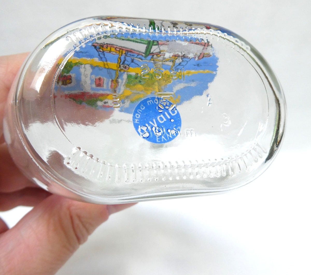 Greek Souvenir Glass Decanter, Four Shot Glasses, and Matching Serving Tray, All Hand-Made from Chania, Greece!
