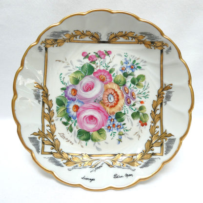 Vintage Gold-Gilded Floral Porcelain Centerpiece Pedestal Bowl, by LIMOGES of France