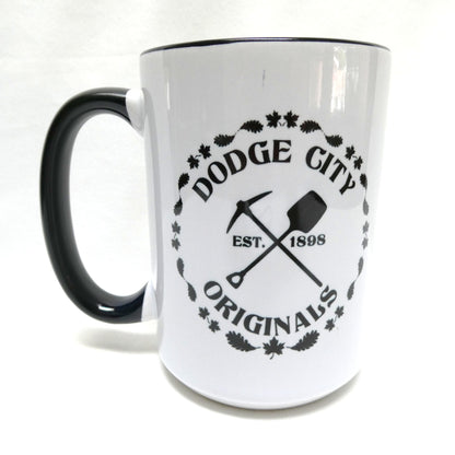 Ceramic Coffee Cup Two-Toned White & Black, Brand New from DODGE CITY ORIGINALS of Cumberland, BC
