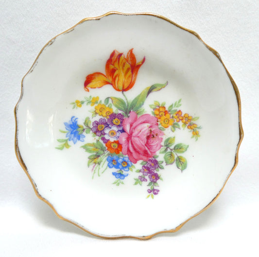 Mid-Century Rare 'FLORAL BOUQUET' MINIATURE 3.5-Inch PLATE, by Tuscan Fine English Bone China of London, England