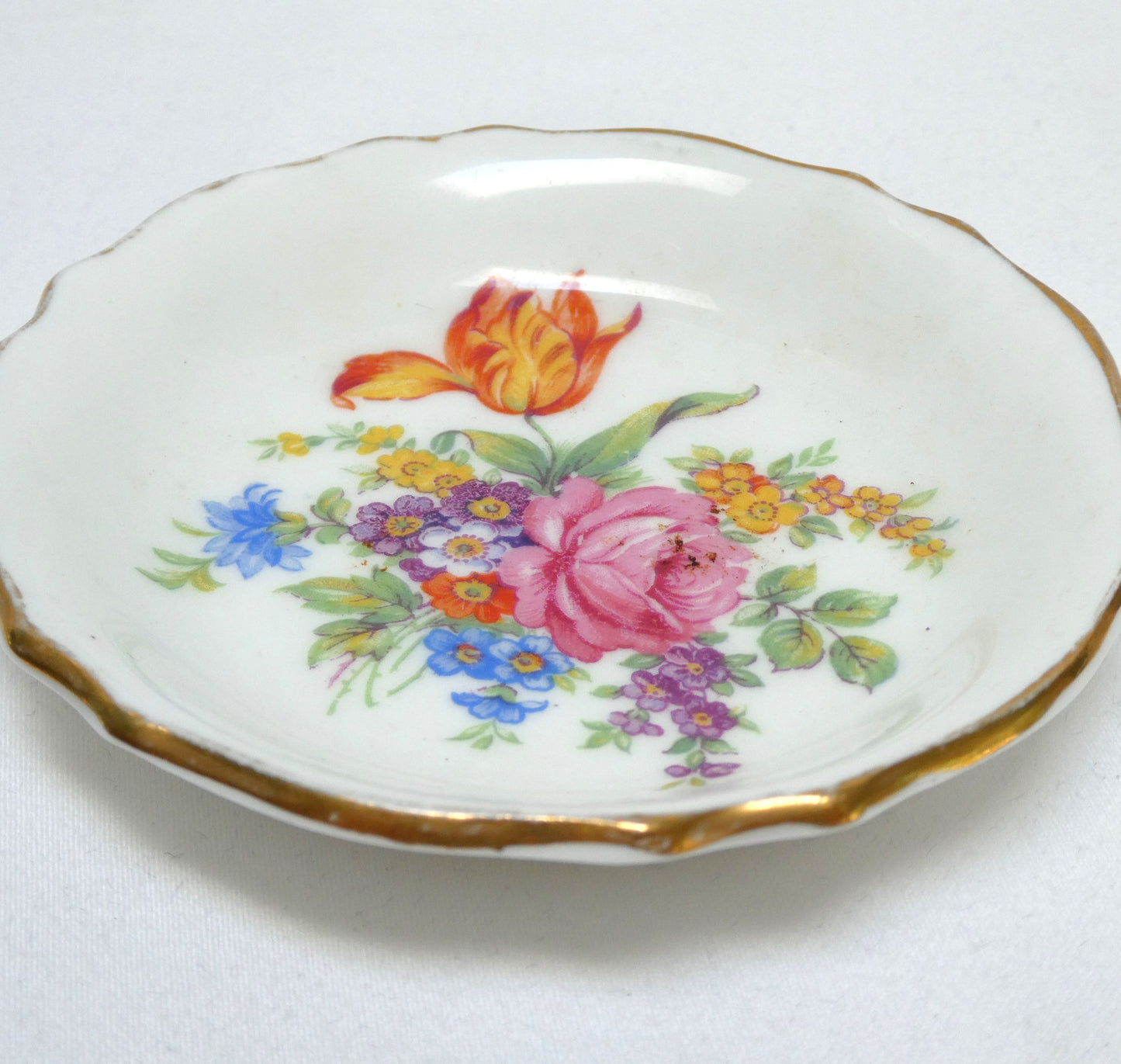 Mid-Century Rare 'FLORAL BOUQUET' MINIATURE 3.5-Inch PLATE, by Tuscan Fine English Bone China of London, England