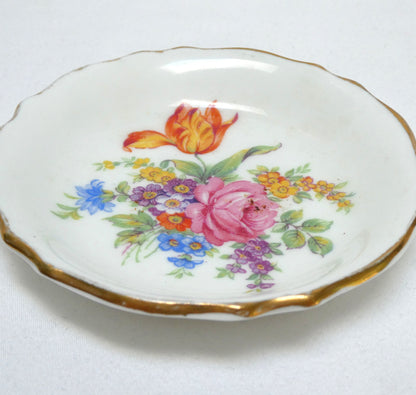 Mid-Century Rare 'FLORAL BOUQUET' MINIATURE 3.5-Inch PLATE, by Tuscan Fine English Bone China of London, England