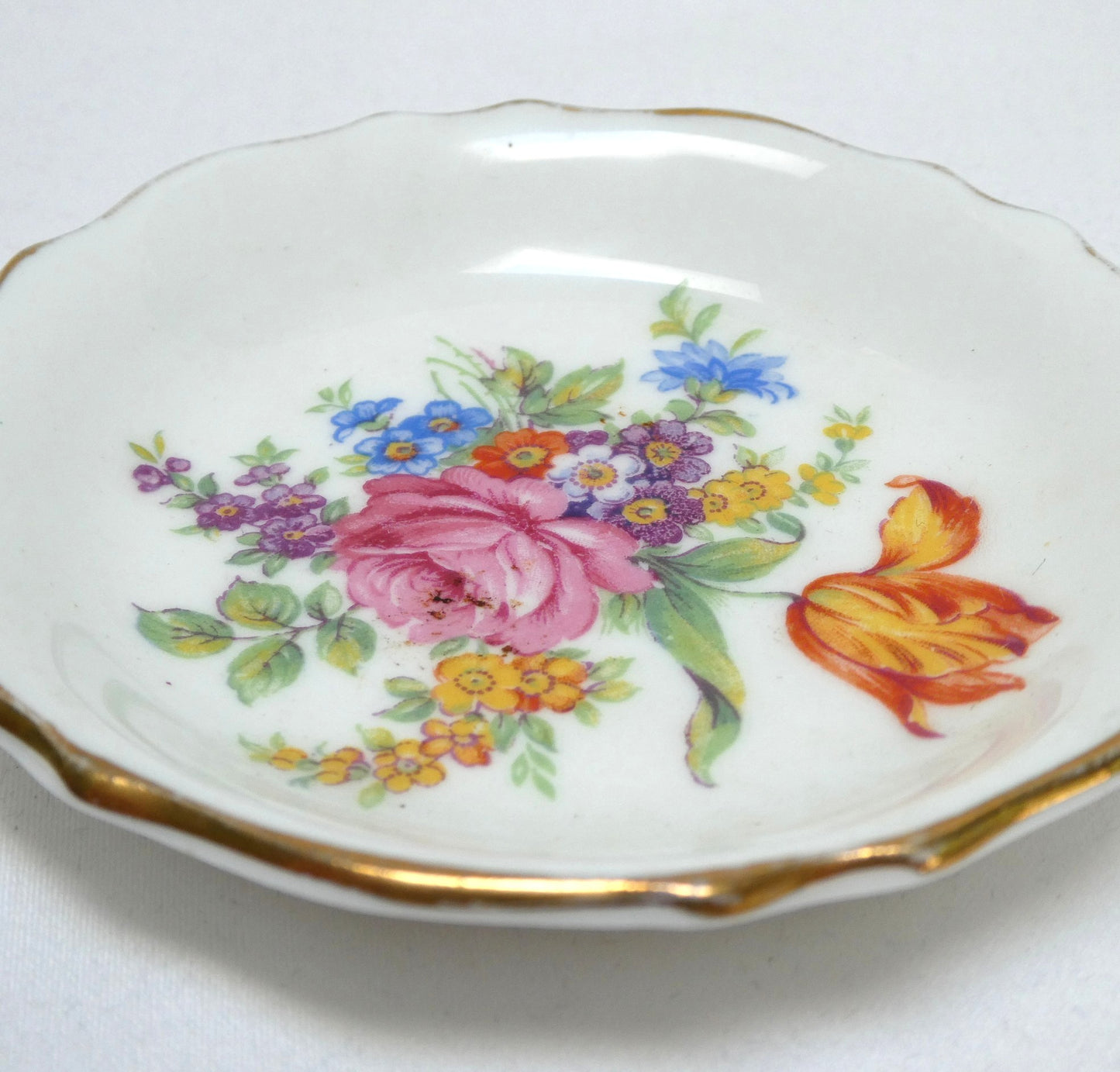 Mid-Century Rare 'FLORAL BOUQUET' MINIATURE 3.5-Inch PLATE, by Tuscan Fine English Bone China of London, England